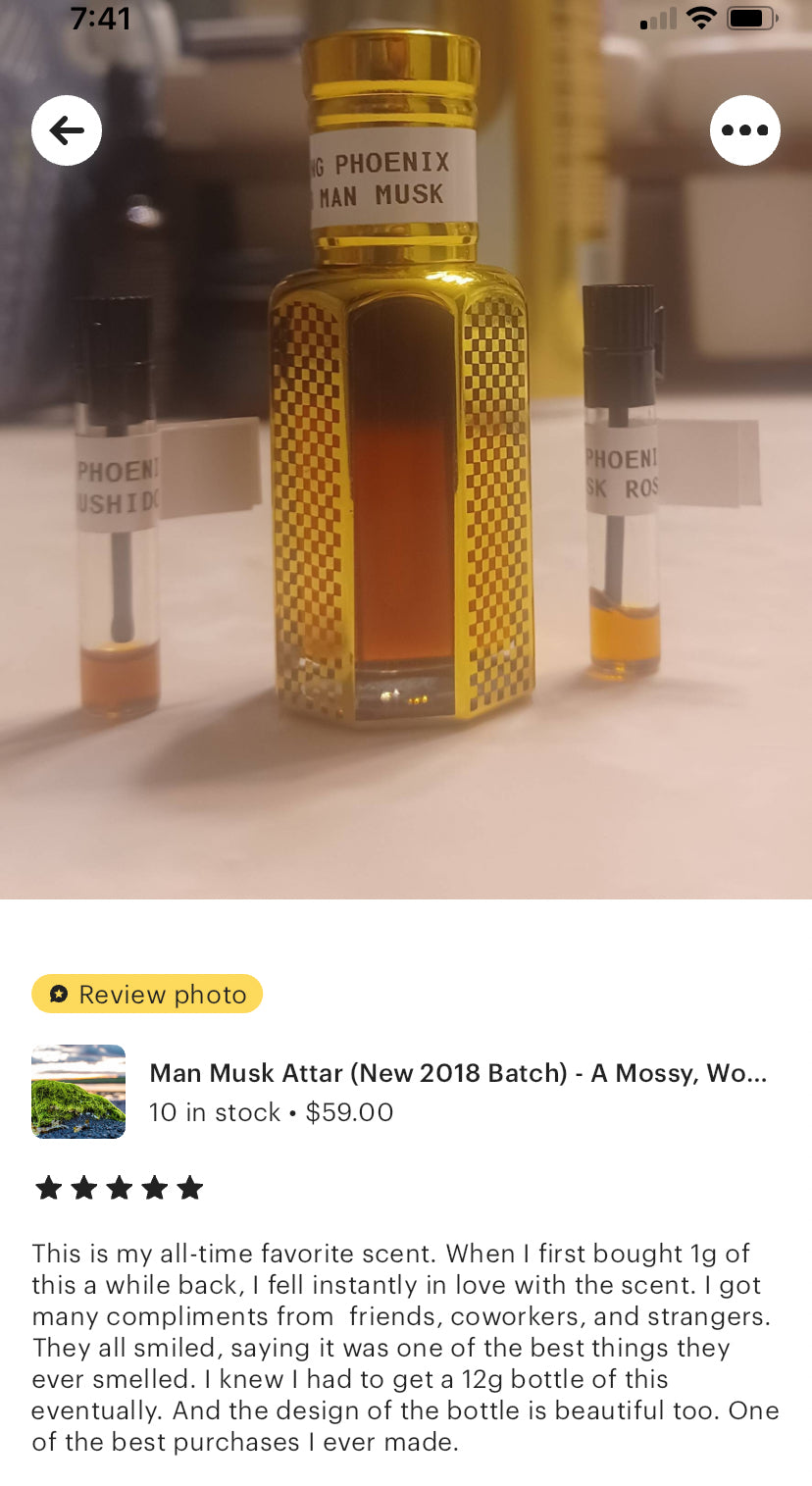Man Musk Attar (New 2018 Batch) - A Mossy, Woody, Green Masculine Chypre Musk Attar