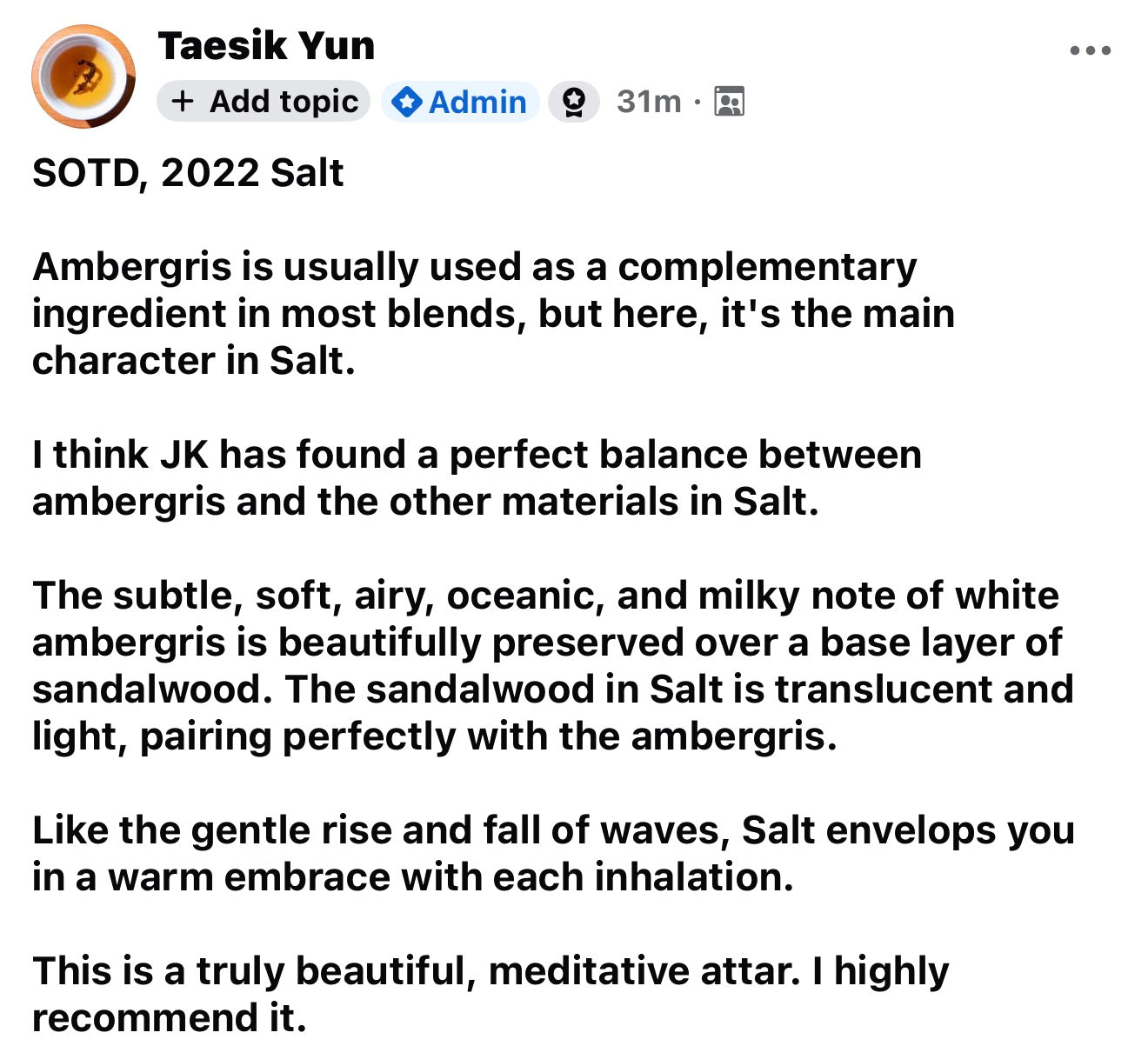 Salt 2022 : Ambergris Attar - Special Anniversary Oil