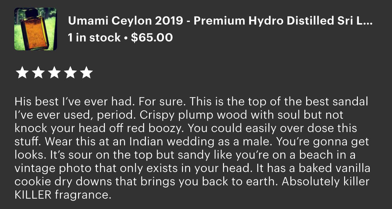 Umami Ceylon 2019 - Artisan Sri-Lankan Sandalwood Oil