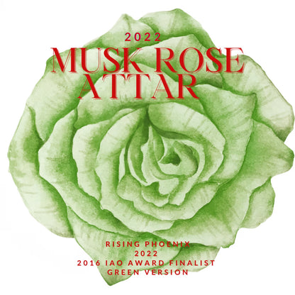 Musk Rose Attar 2022 GREEN BATCH - Available in Quarter Tola as a Pure Attar - or in a 15mL EdP Atomizer - RisingPhoenixPerfumery.com