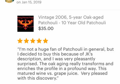 Vintage 2006, 5-year Oak-aged Patchouli - 16 Year Old Patchouli - RisingPhoenixPerfumery.com
