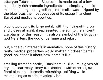 Tutankhamun 4.0 Blue Lotus Attar 2023 **NEW BATCH - RisingPhoenixPerfumery.com