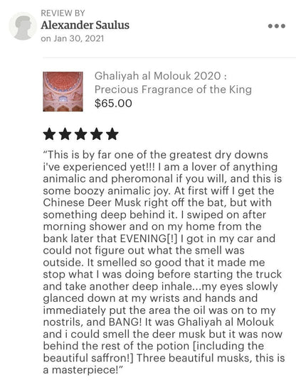 Ghaliya al Molouk 2021 : Precious Fragrance of the King - RisingPhoenixPerfumery.com