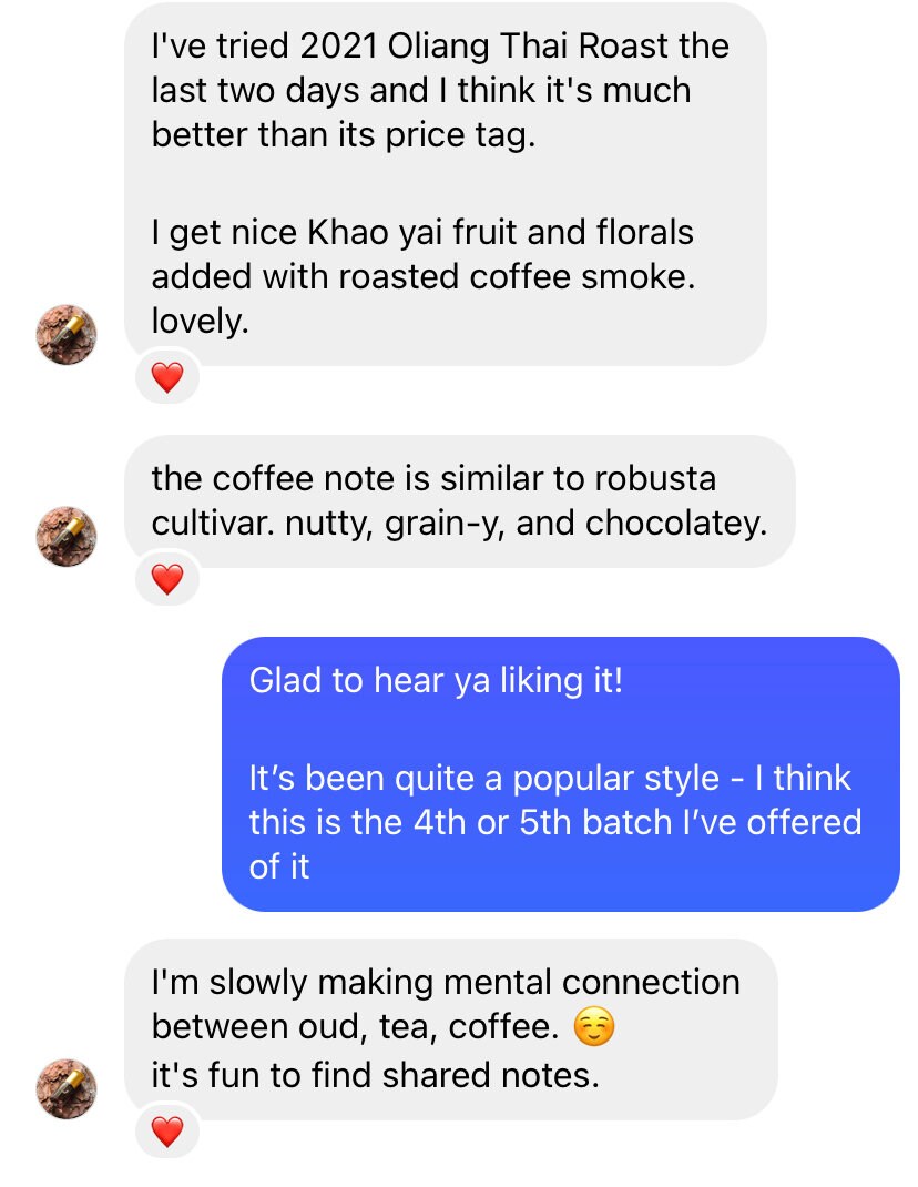 Oliang Thai Roast 2021 - Pure Biodynamic Khao Yai Oud Oil - RisingPhoenixPerfumery.com