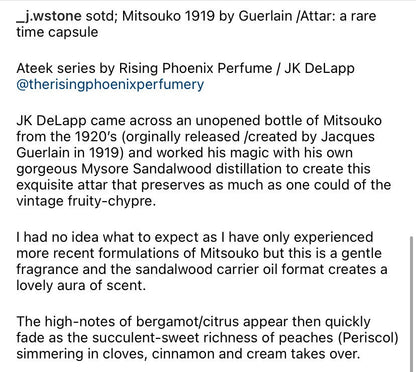 Mitsouko 1919 Attar : A Rare Time Capsule - Ateek Series - RisingPhoenixPerfumery.com