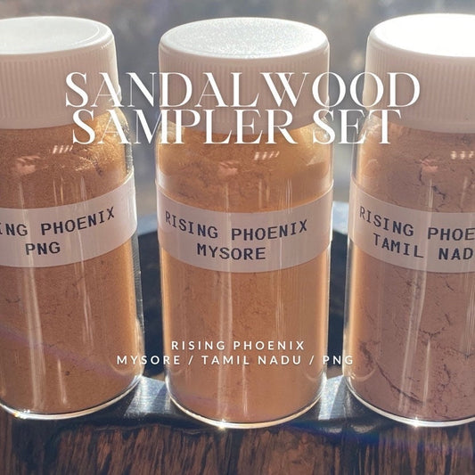 Sandalwood Sampler Premium Set - Mysore, Tamil Nadu, Papua New Guinea (PNG) - RisingPhoenixPerfumery.com