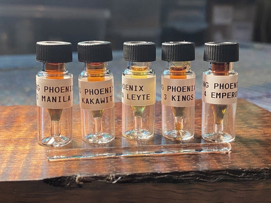 Filippino Oud Oil Sample Set of 5 - 0.3g Samples - See Listing for Details - Rising Phoenix Perfume - Pure Dehn al Oudh - RisingPhoenixPerfumery.com