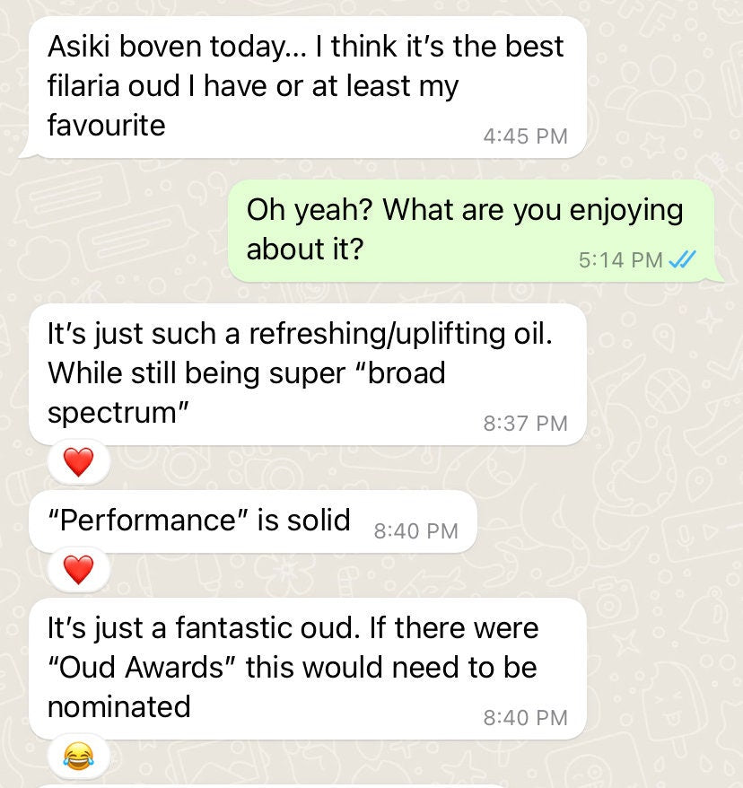 Asiki Boven 2022 - Single Papuan Live Tree Filaria Pure Oud Oil - Pure Artisan Dehn al Oud - RisingPhoenixPerfumery.com