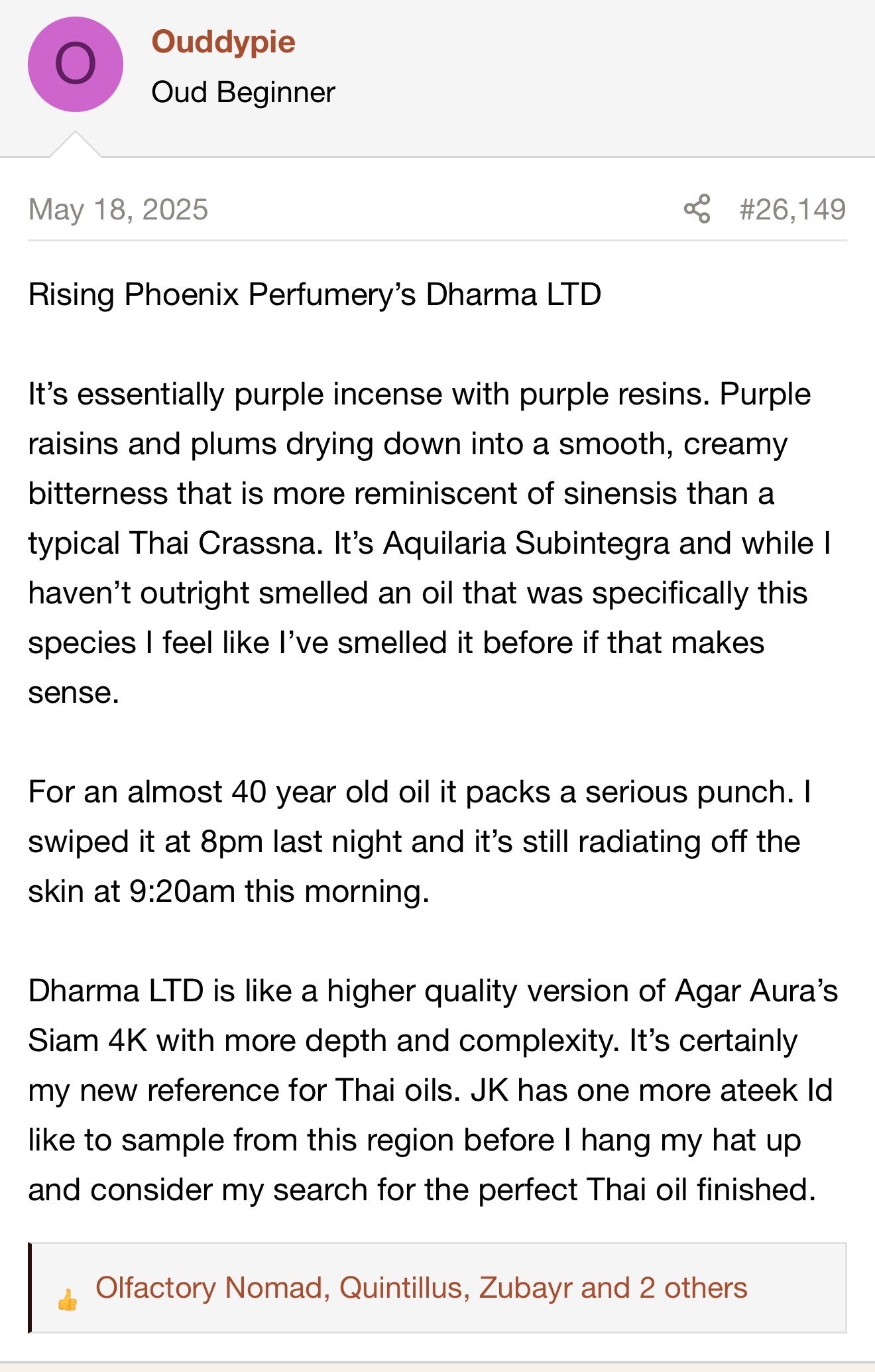 Dharma LTD 1992 - Vintage Wild Thai Subintegra Pure Oud Oil
