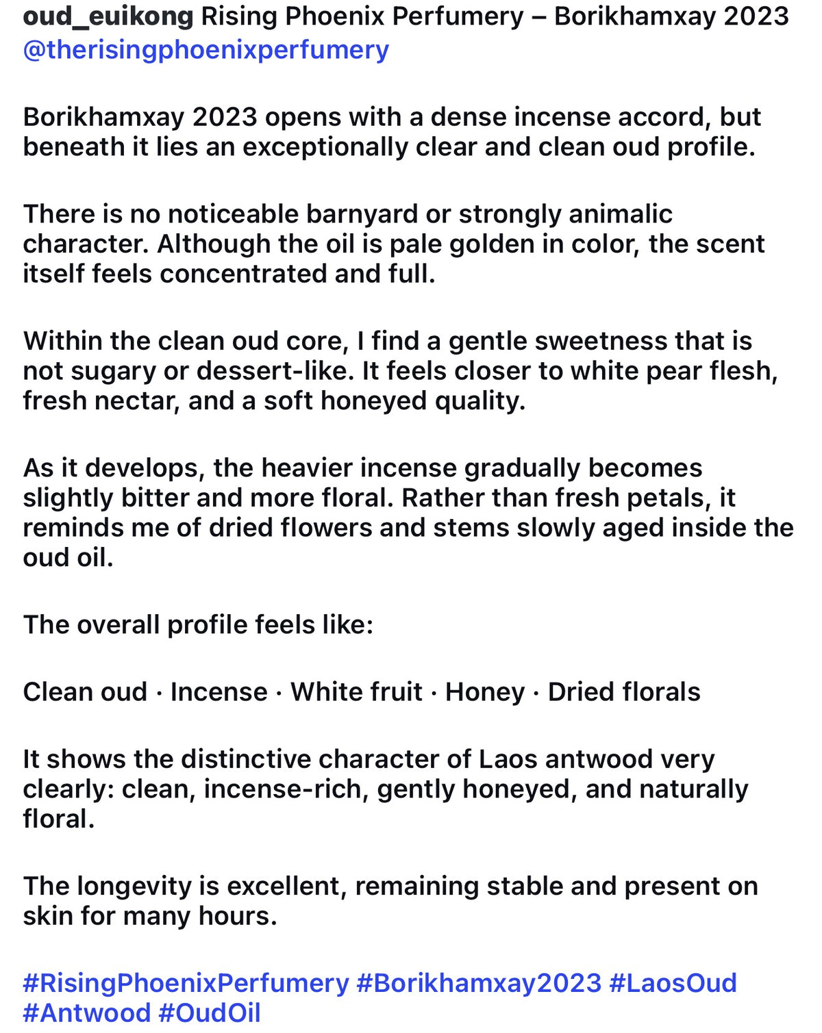 Borikhamxay 2023 : New Gen Incense Grade Wild Central Laos Antwood Pure Dehn al Oud - Rising Phoenix Perfumery