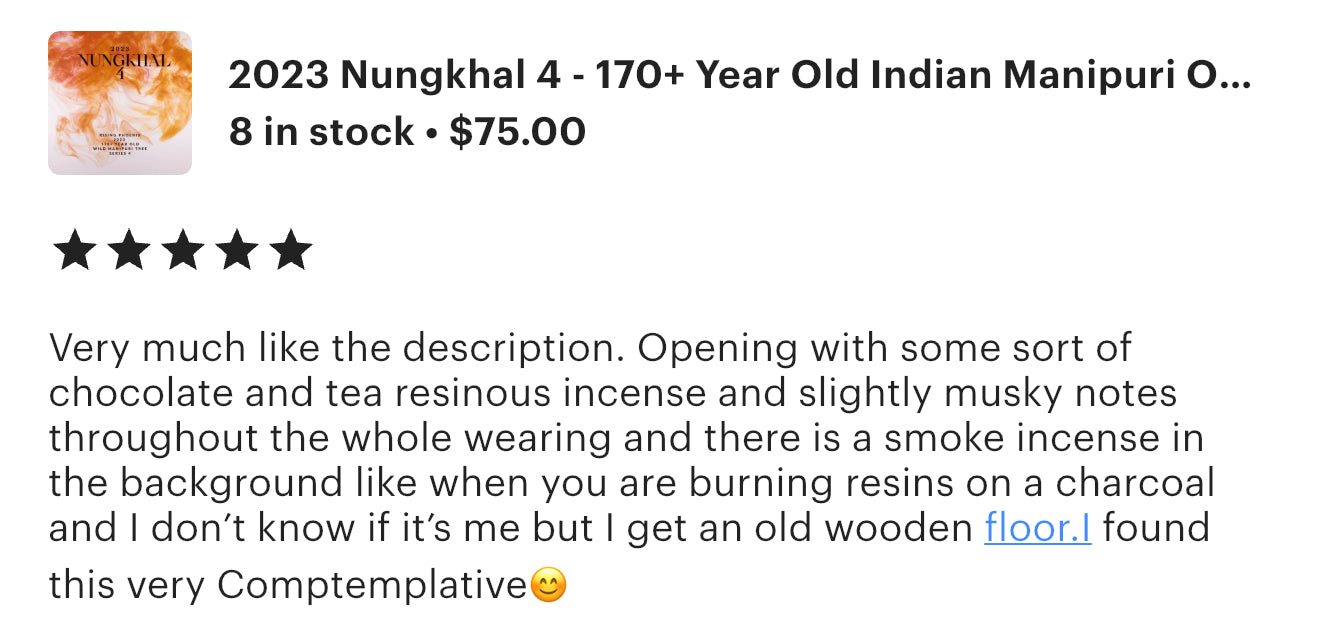 Nungkhal 4 - 2023 : Pure Manipuri 170+ Year Old Single Tree Oud Oil - Hindi Dehn al Oudh - Rising Phoenix Perfumery - Nungkhal Series 4 of 4