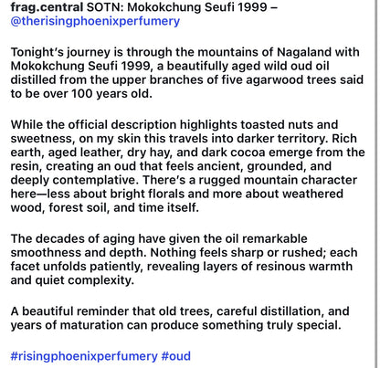 Mokokchung Seufi 1999 : Ateek Series - Pure Wild Nagaland Oud Oil - Pure Dehn al Oud