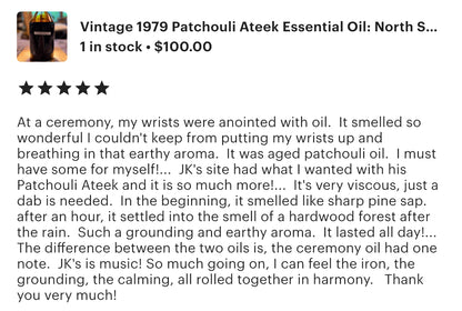 Patchouli Ateek 1979 - Old North Sumatra, Indonesia Royal Grade Pure Essential Oil