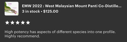 EMW 2022 : West Malaysian Mount Panti Co-Distilled with Sabah Keningau - East Meets West - Pure Dehn al Oudh Oil - Pure New Gen Oud Oil