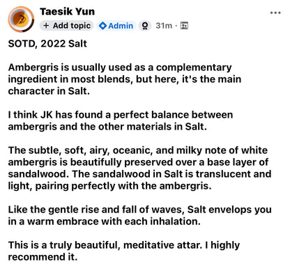 Salt 2022 : Ambergris Attar - Special Anniversary Oil