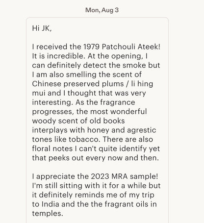 Patchouli Ateek 1979 - Old North Sumatra, Indonesia Royal Grade Pure Essential Oil