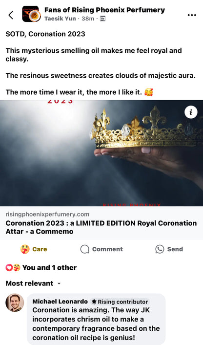 Coronation 2023 : a LIMITED EDITION Royal Coronation Attar - a Commemoration for the new King of England - Ghaliyah Royal Anointing Oil
