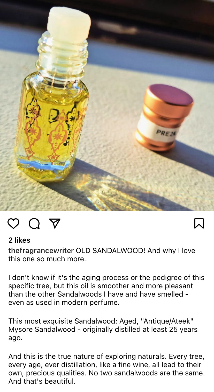 Mysore Pre 2K - Ateek Series - Limited Artisan Mysore Sandalwood Oil