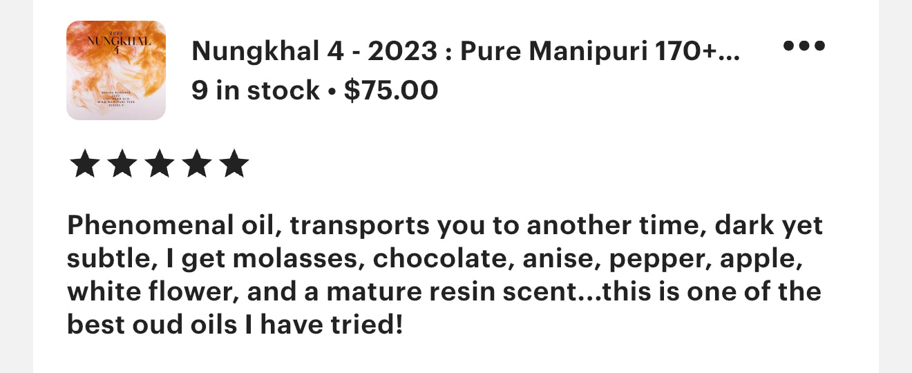 Nungkhal 4 - 2023 : Pure Manipuri 170+ Year Old Single Tree Oud Oil - Hindi Dehn al Oudh - Rising Phoenix Perfumery - Nungkhal Series 4 of 4
