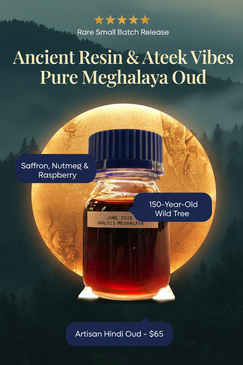Garlois 2025 - Meghalaya - India - Pure Artisan Hindi Oud Oil - Dehn al Oud