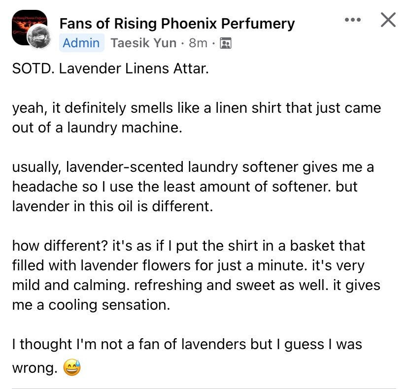 Lavender Linens Attar 2021 : Shibui Series - RisingPhoenixPerfumery.com