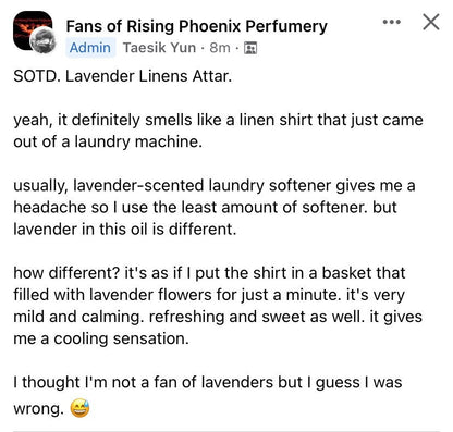 Lavender Linens Attar 2021 : Shibui Series - RisingPhoenixPerfumery.com