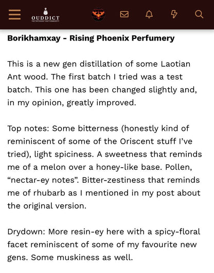 Borikhamxay 2023 : New Gen Incense Grade Wild Central Laos Antwood Pure Dehn al Oud - Rising Phoenix Perfumery - RisingPhoenixPerfumery.com